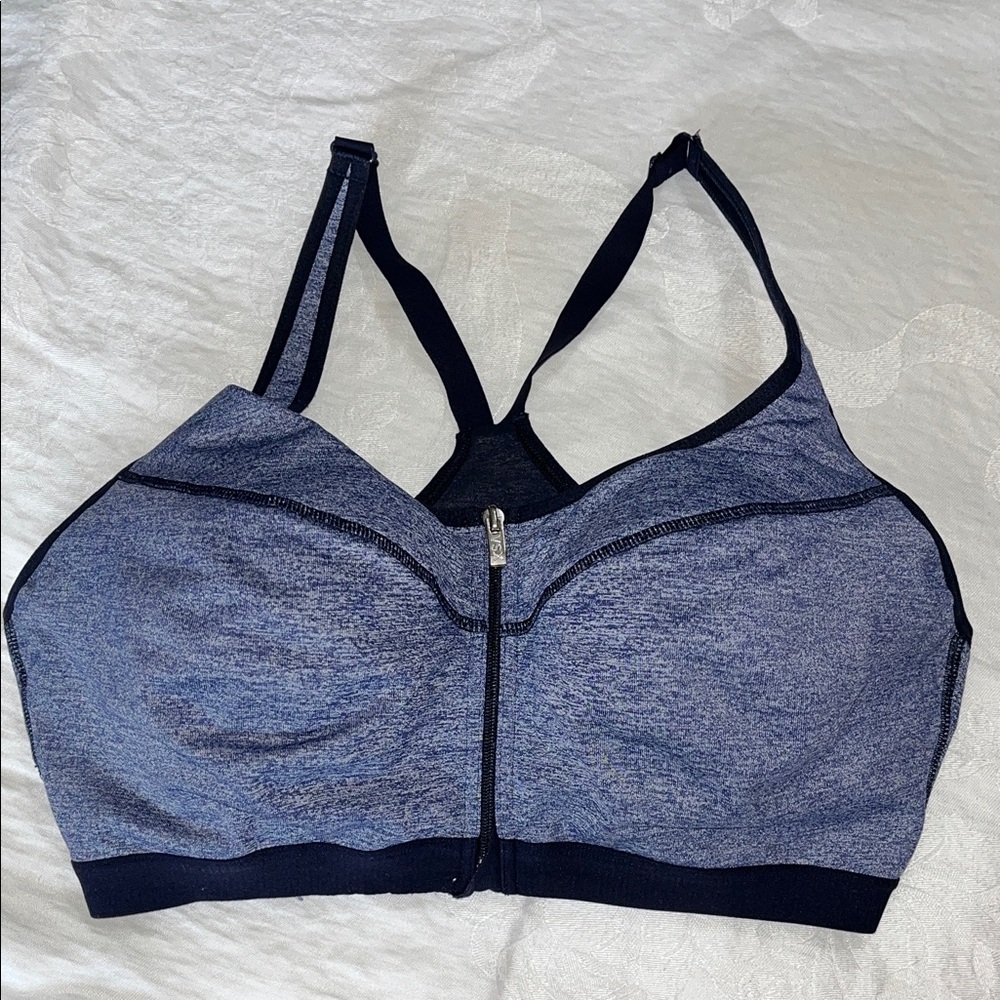 VSX SPORT Women's Blue Zip-Front Sports Bra SIZE 38D